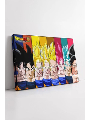 Mushen Studio Dragon Ball Goku Formları Anime Çizimi Renkli Koleksiyon Tasarım Modern Dekoratif Kanvas Tablo Duvar