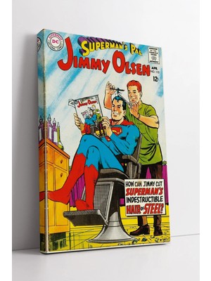 Mushen Studio Superman Jimmy Olsen Retro Çizgi Roman Kapak Tasarımı Renkli Vintage Stil Kanvas Duvar Tablosu Kanva