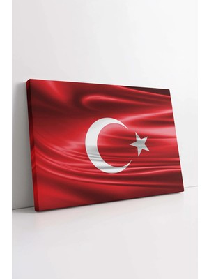 Mushen Studio Kırmızı Dalgalı Şanlı Türk Bayrağı Ay Yıldız Türkiye , Ev Ofis Makam Odası Duvar Dekoru Kanvas Tablo