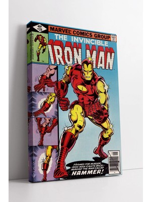 Mushen Studio Iron Man Vintage Comic Kanvas Duvar Dekoru Retro Kahraman Kapak Tasarımı Dekoratif Tablo Kanvas Tabl