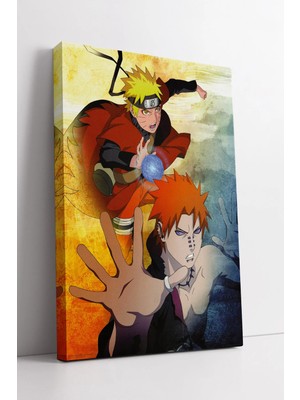 Mushen Studio Naruto Shippuden Naruto Vs Pain Epik Dövüş Sahnesi Enerjik Anime Aksiyon Tasarımlı Kanvas Tablo Duva