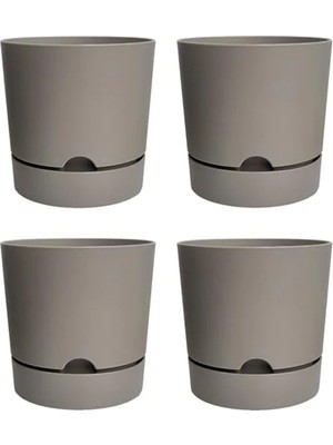 Aesco Plastik Çiçek Saksısı, 4 Adet Set, Drenajlı ve 5 Litre Hacminde