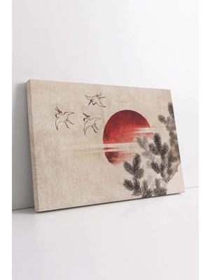 Mushen Studio Japon Stili Tasarım , Güneş Tablo, Turna Kuşu Kanvas, Lüks Kanvas, Trend Tasarım Kanvas Tablo Duvar