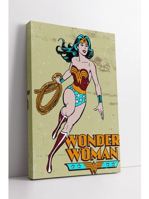 Mushen Studio Wonder Woman Klasik Çizgi Roman Tarzı Renkli Dinamik Tasarım Dekoratif Duvar Kanvas Tablo Duvar Deko