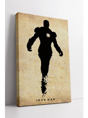 Mushen Studio Iron Man Siluet Kanvas Retro Enerji Efektli Modern Süper Kahraman Duvar Dekoru Tablo Kanvas Tablo Du
