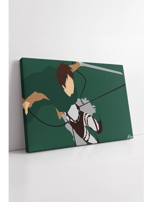 Mushen Studio Attack On Titan Eren Minimalist  Manevra Pozu Stilize Anime Çizimi Modern Duvar Dekoru Kanvas Tablo