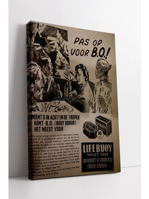 Mushen Studio Lifebuoy Retro Reklam Çizim  Vintage Siyah Beyaz Eski Stil Reklam Sanat Dekoru Kanvas Tablo Duvar De