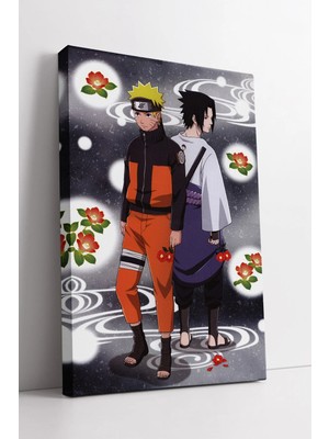 Mushen Studio Naruto ve Sasuke Ikili Sahne Temalı Anime Estetik Çizimli Modern Dekoratif Kanvas Tablo Duvar Dekoru