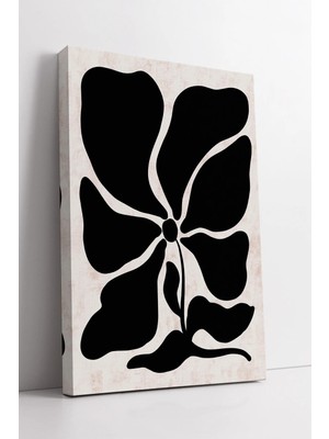 Mushen Studio Siyah Çiçek Desenli Minimal Boho  Modern Duvar Dekoru Şık Sanatsal Stil Kanvas Tablo Duvar Dekoru Sa
