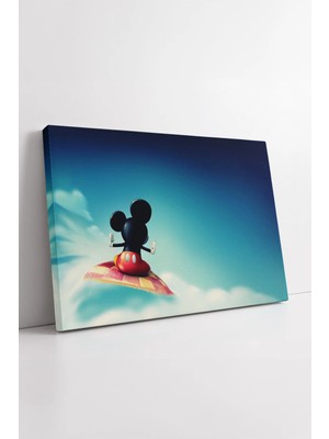 Mushen Studio Disney Mickey Mouse Uçan Halı Gökyüzü Tema Çocuk Odası Fantastik Renkli Dekoratif Kanvas Tablo Duvar