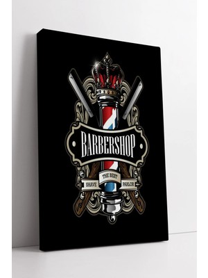 Mushen Studio Klasik Barber Shop Amblem Tasarımı Retro Berber Sembolü Tarz Kanvas Duvar Dekor Sanatı Kanvas Tablo