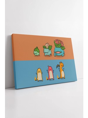 Mushen Studio Pokemon Evrim Çizimleri Renkli Eğlenceli Çocuk Odası Dekoru Modern Tasarım Kanvas Duvar Tablosu Kanv