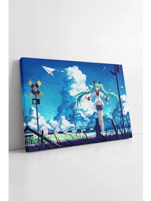 Mushen Studio Hatsune Miku Yaz Manzarası Anime Gökyüzü Temalı Sakin Atmosfer Genç Odası Kanvas Tablo Duvar Dekoru