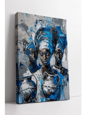 Mushen Studio Afrikalı Kadınlar Portresi Modern Soyut Sanat Etnik Kültür Temalı Dekoratif Kanvas Tablo Duvar Dekor