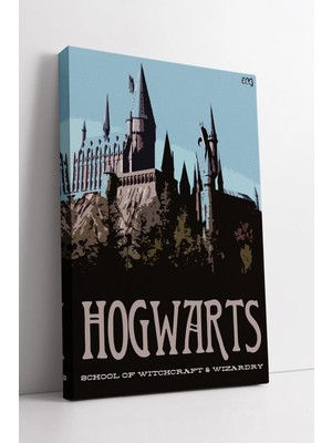 Mushen Studio Hogwarts Büyücülük Okulu Silüet Tasarımı Fantastik Retro Büyü Dünyası Konsept Modern Kanvas Dekoru K