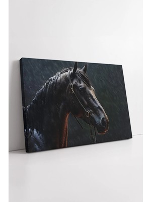 Mushen Studio Yağmur Altında Islak At Portresi Gerçekçi Detaylı Doğal Tonlarda Modern  Dekoru Kanvas Tablo Duvar D