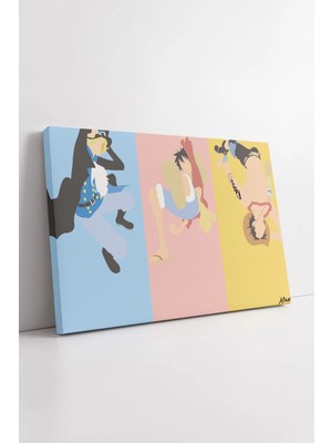 Mushen Studio One Piece Minimalist Sanat Tablosu Ace Luffy Sabo Üçlü Renkli Anime Çizim Ev Ofis Kanvas Tablo Duvar
