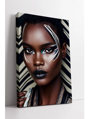 Mushen Studio Modern Sanat Tarzı Afrikalı Kadın Portresi Estetik Tasarım  Ev Ofis Duvar Dekoru Kanvas Tablo Duvar