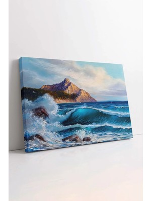 Mushen Studio Deniz Manzarası , Deniz Kıyısı Tablo, Mavi Dekor Tablo, Modern Tablo, Dekoratif Tablo Kanvas Tablo D