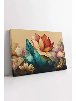 Mushen Studio Renkli Yapraklar Tablo, Dekoratif Çiçek Kanvas, Premium Kalite, Modern Tablo, Dekoratif Hd Baskı Kan