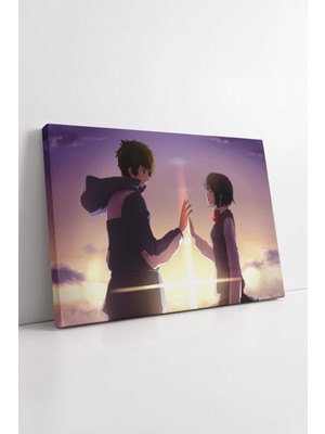 Mushen Studio Your Name Anime Aşk Sahnesi  Gün Batımı Romantik Duvar Dekorasyonu Modern Ev Tasarımı Kanvas Tablo D