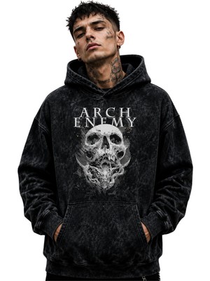 Sevbano Arch Enemy Rock Metal Müzik Grubu Baskılı Unisex Oversize Yıkamalı Hoodie Sweatshirt