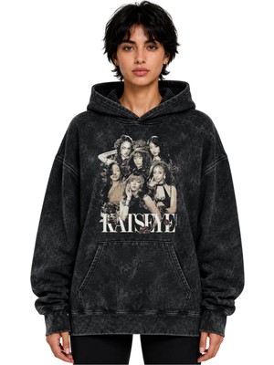 Sevbano Katseye Kpop Müzik Grubu Baskılı Unisex Oversize Yıkamalı Hoodie Sweatshirt