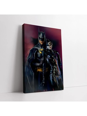 Mushen Studio Batman ve Kedi Kadın Kanvas Tablo Duvar Dekoru Salon Ofis Yatak Odası