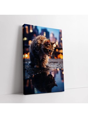 Mushen Studio Kedi Kanvas Duvar Tablosu Kanvas Tablo Duvar Dekoru Salon Ofis Yatak Odası