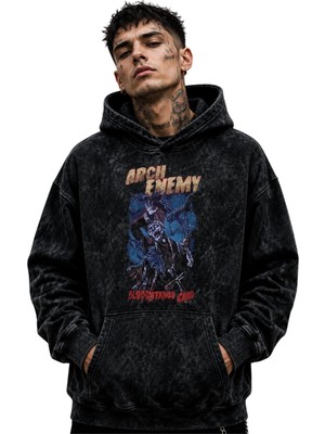 Sevbano Arch Enemy Rock Metal Müzik Grubu Baskılı Unisex Oversize Yıkamalı Hoodie Sweatshirt