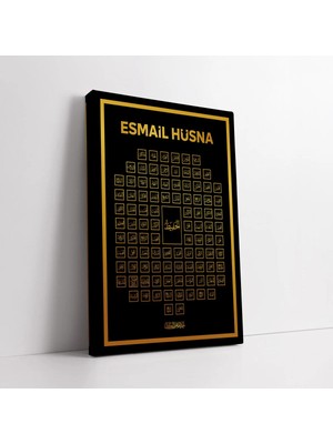Mushen Studio Esma-Ül Hüsna Kanvas Tablo Duvar Dekoru Salon Ofis Yatak Odası