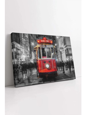 Mushen Studio Taksim Tünel Tramvayı , Istanbul Nostalji Tablo, Istiklal Caddesi Dekoratif Kanvas Kanvas Tablo Duva