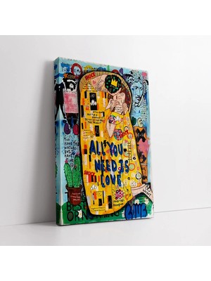 Mushen Studio Banksy The Kiss Gustav Klimt Kanvas Tablo Duvar Dekoru Salon Ofis Yatak Odası