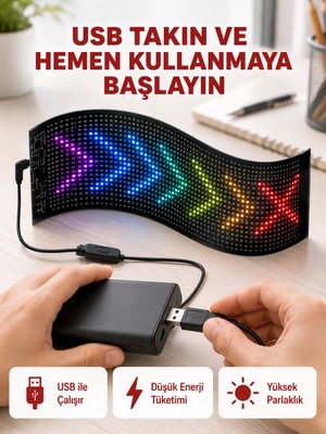 Epilons Kayan Yazı Destekli Rgb LED Reklam Paneli USB Ile Kolay Kurulumlu