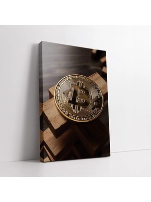 Mushen Studio Bitcoin Kripto Para Sembolü Kanvas Tablo Duvar Dekoru Salon Ofis Yatak Odası