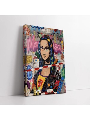Mushen Studio Banksy Mona Lisa Graffiti Kanvas Tablo Duvar Dekoru Salon Ofis Yatak Odası