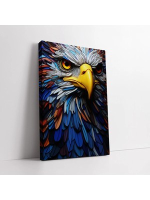Mushen Studio Soyut Mozaik Desenli Kartal Portresi Sanatsal Kanvas Duvar Dekoru, Vitray Desenli Dekoratif Tablo Ka