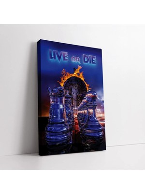 Mushen Studio Live Or Die Satranç Taşları Kanvas Tablo Duvar Dekoru Salon Ofis Yatak Odası