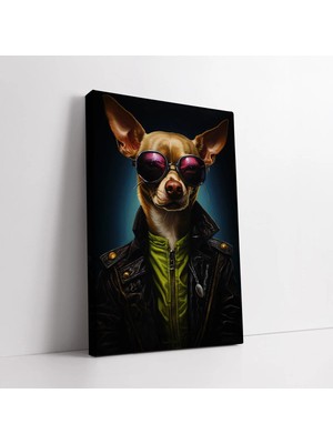 Mushen Studio Sürreal Köpek Portresi Kanvas Tablo Duvar Dekoru Salon Ofis Yatak Odası