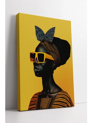 Mushen Studio Afrikalı Kadın Portresi Modern Sanat Tarzı Kültürel Dekoratif Minimalist Kanvas Tablo Duvar Dekoru S