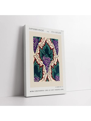 Mushen Studio Ressamlardan E.a Seguy Oryantal Tarzda Üzüm Desenli Art Nouveau Baskısı Dekoratif Kanvas Tablo Duvar