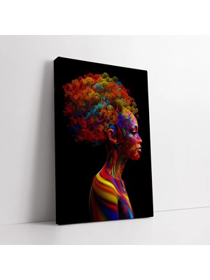 Mushen Studio Modern Afrikalı Rengarenk Kadın Kanvas Tablo Duvar Dekoru Salon Ofis Yatak Odası