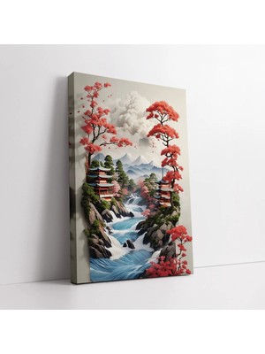 Mushen Studio Soyut Japonya Fuji Dağı Manzarası Kanvas Tablo Duvar Dekoru Salon Ofis Yatak Odası