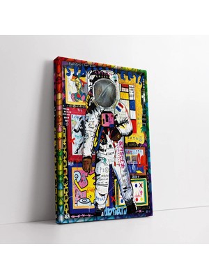 Mushen Studio Banksy Pop Art Astronot Kanvas Tablo Duvar Dekoru Salon Ofis Yatak Odası