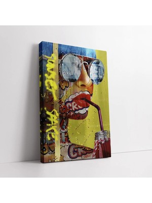 Mushen Studio Pop Art Gözlüklü Kadın Kanvas Tablo Duvar Dekoru Salon Ofis Yatak Odası