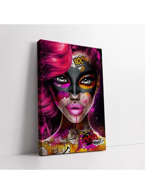 Mushen Studio Pop Art Renkli Kadın Kanvas Tablo Duvar Dekoru Salon Ofis Yatak Odası