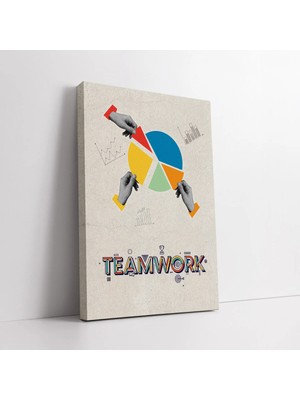 Mushen Studio Teamwork Yazılı Motivasyonel Kanvas Tablo Duvar Dekoru Salon Ofis Yatak Odası