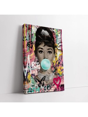 Mushen Studio Audrey Hepburn Sakız Kanvas Tablo Duvar Dekoru Salon Ofis Yatak Odası