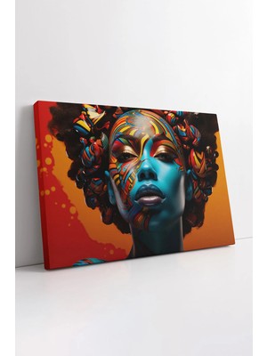 Mushen Studio Mistik Renkli Afrikalı Kadın Portresi Dekoratif , Pop Art Zenci Kadın Duvar Dekoru Kanvas Tablo Duva