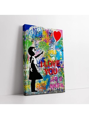 Mushen Studio Banksy I Love You Kanvas Tablo Duvar Dekoru Salon Ofis Yatak Odası